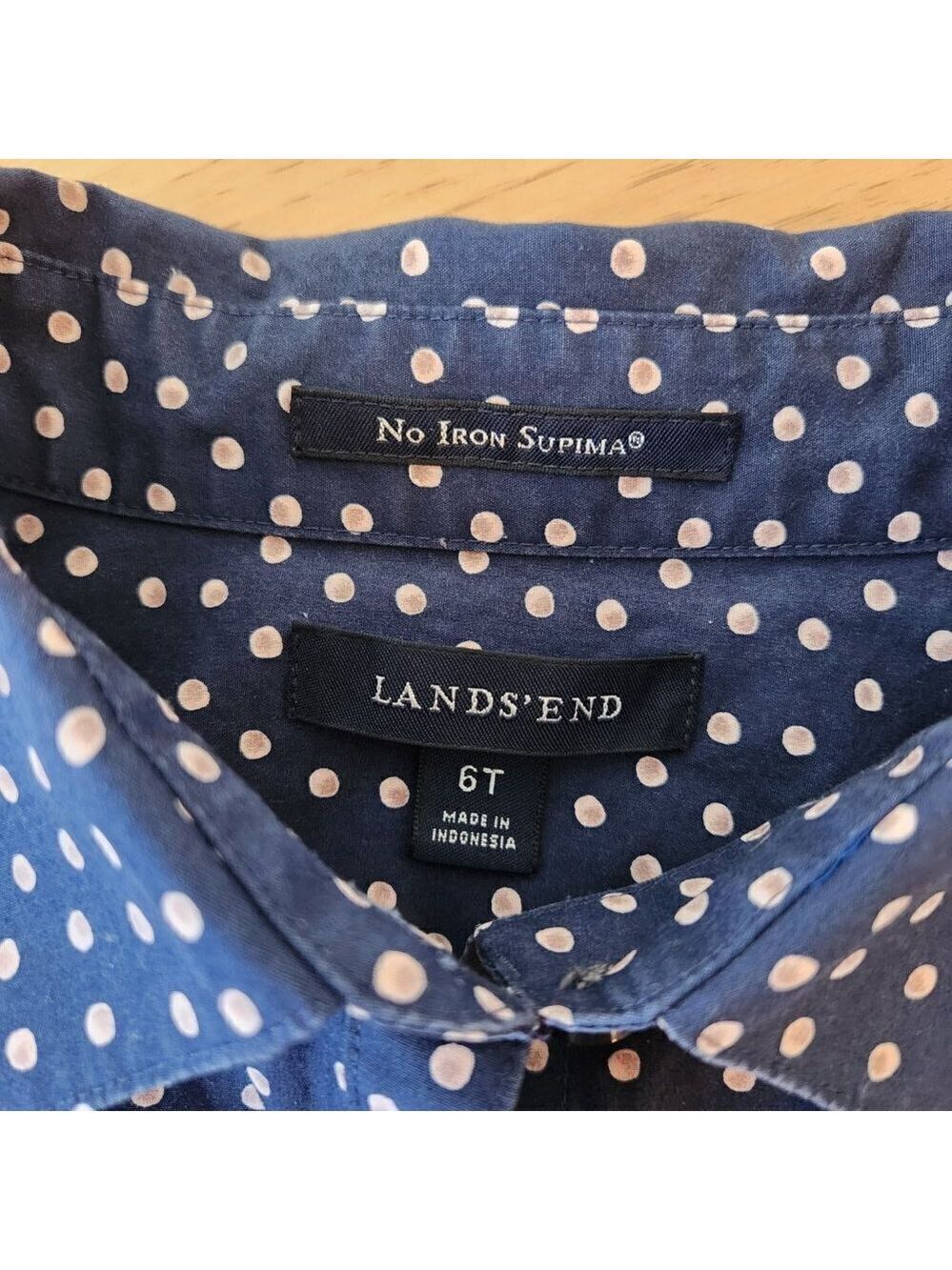 LANDS' END BUTTON FRONT NO IRON SUPRIMA BLOUSE - SIZE 6 TALL - EUC - Picture 7 of 7